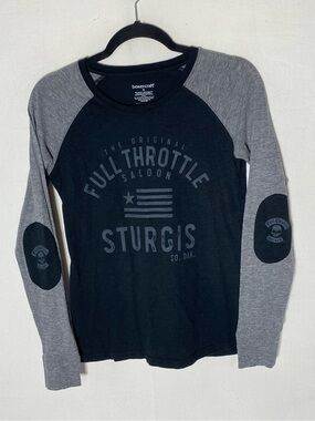 boxercraft Black & Grey Full Throttle Saloon Sturgis Raglan Long Sleeve Tee S